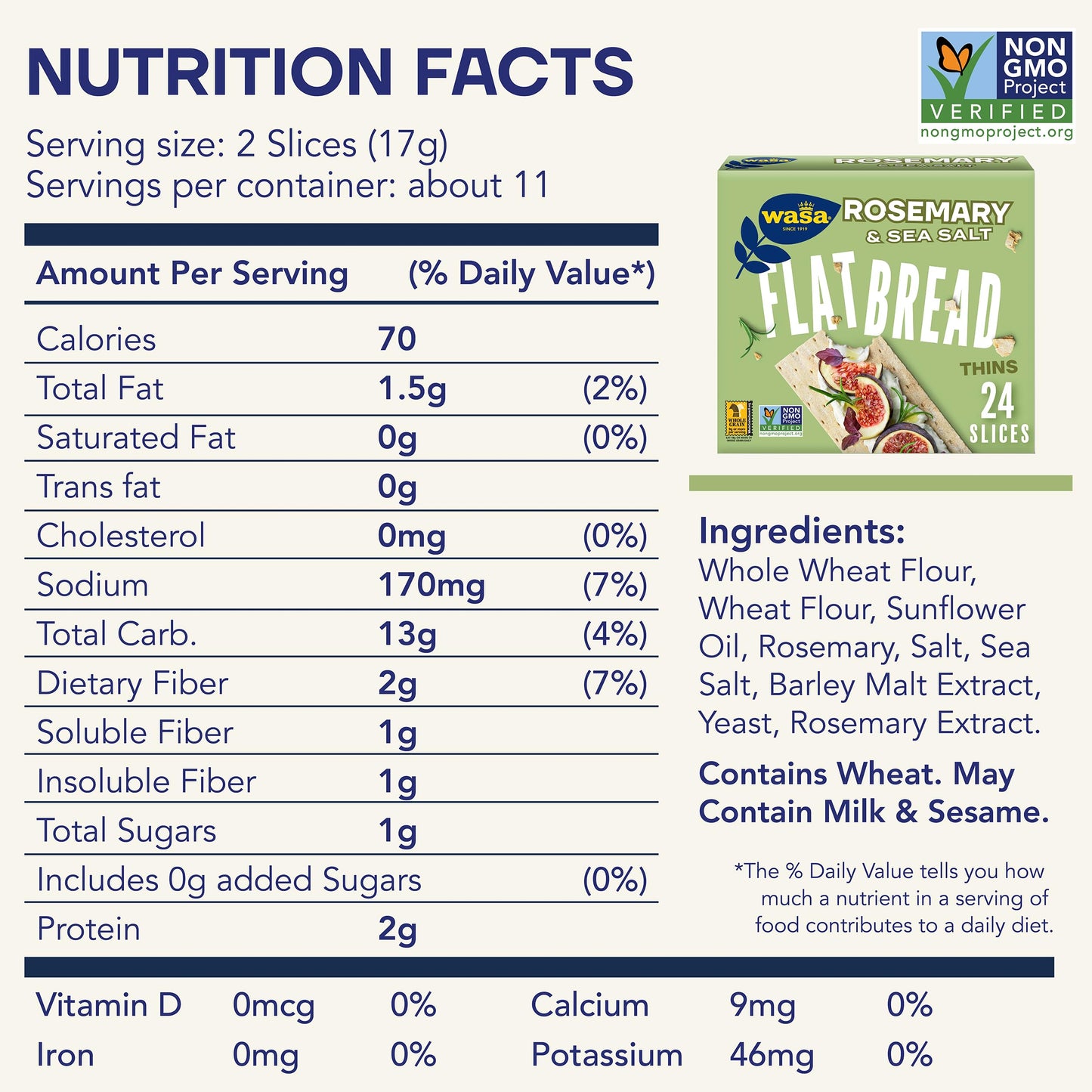 Wasa Flatbread Thins Variety Pack (Pack Of 4), Rosemary & Sea Salt And Sesame & Sea Salt,  Ers, Non-Gmo Ingredients