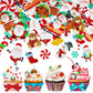 Gersoniel 150 Pieces Edible Christmas Cake Decorations Cupcake Topper Edible Christmas Wafer Stand Up Discs Birthday Cake Cupcak