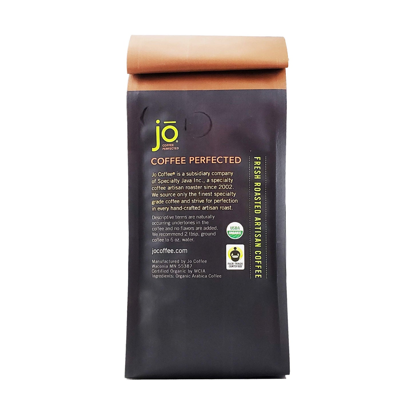 Smooth Jo Decaf: 2 Lb. Organic Dark French Roast Ground Coffee, Swiss Water Process, Rich, Creamy, Fair Trade Certified, 100% Ar