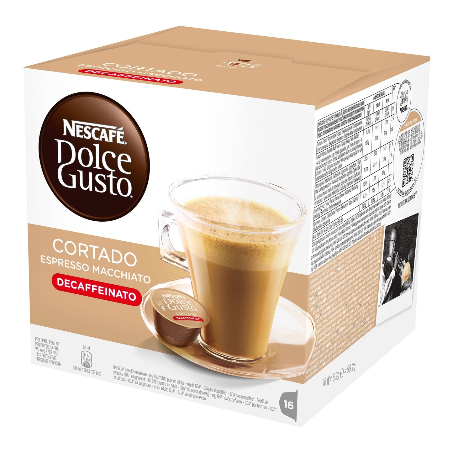 Nescafé Dolce Gusto Espresso Cortado Decaff, Pack Of 3, 3 X 16 Capsules