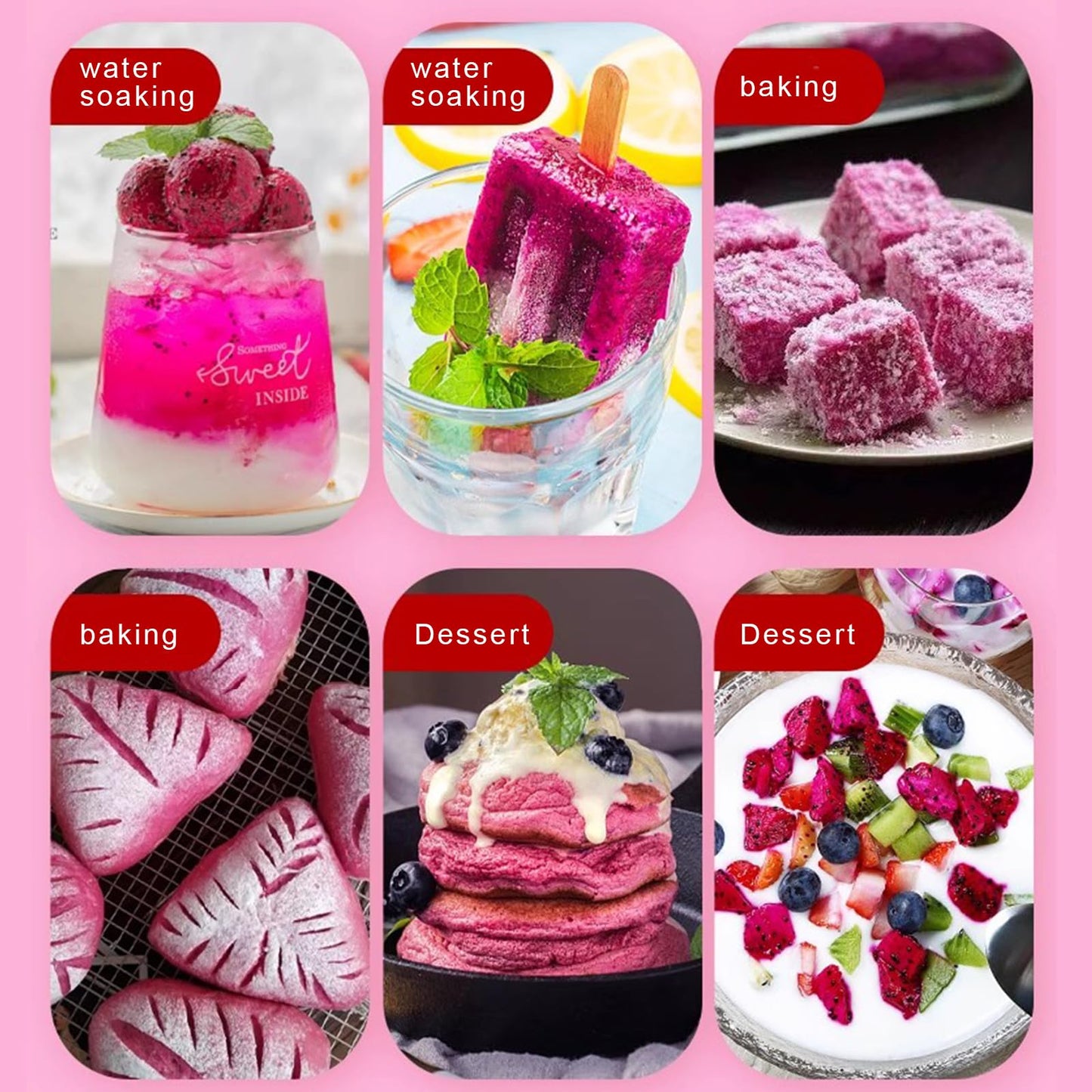 SPFLAUFR Freeze-Dried Diced Dragon Fruit Snack - 4.23 Oz - Small Size - Pitaya Flavor