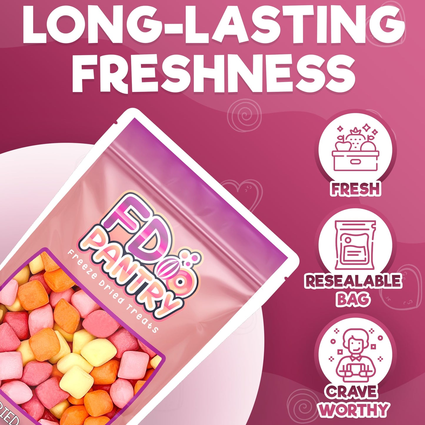 Freeze Dried Fruit Bursts Candy - Mini Original Hard Candy Mix 5Oz Treat Snack Gift Bag Cherry, Strawberry, Lemon, Orange Candie