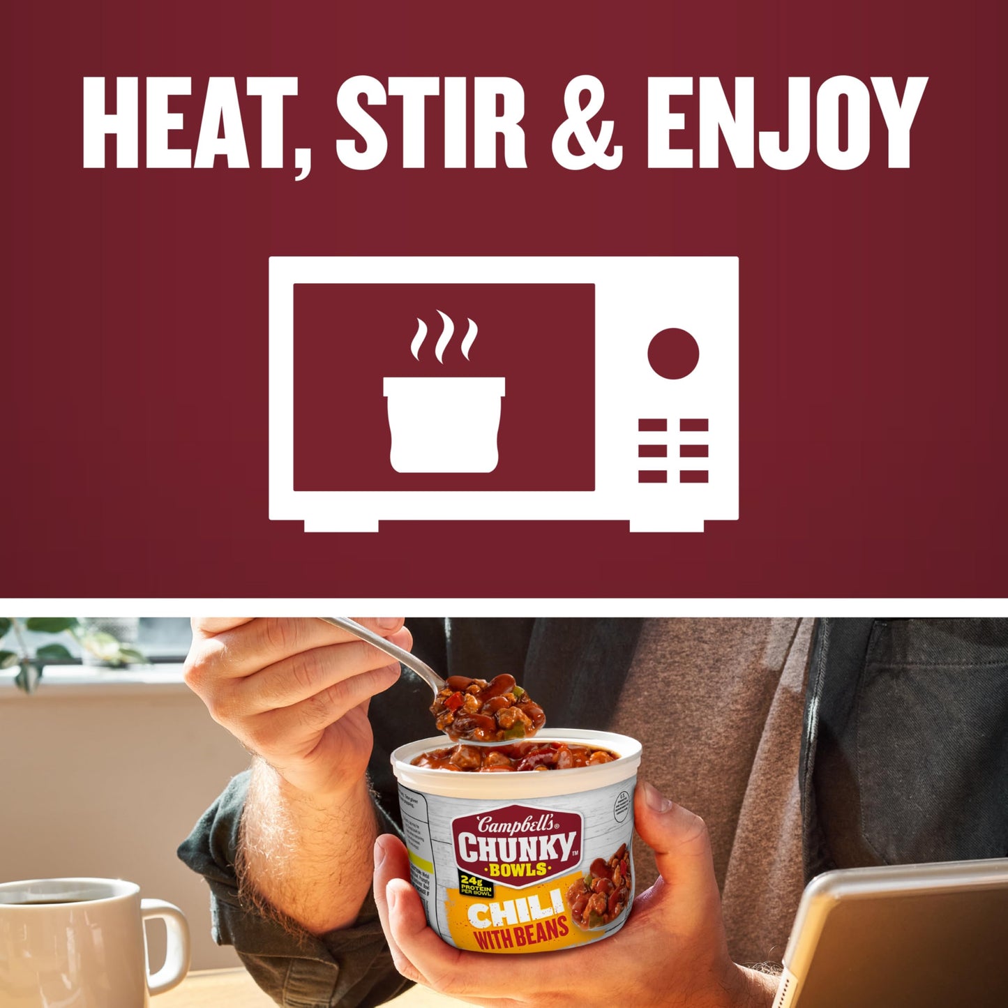Campbell'S Chunky Chili With Beans, 15.25 Ounce Microwavable Bowl
