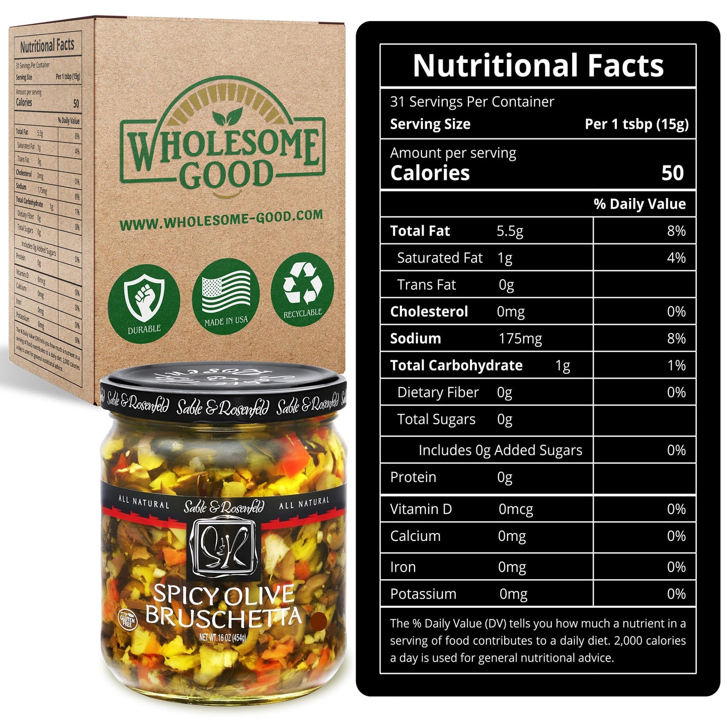Sable & Rosenfeld Spicy Olive Bruschetta Sandwich Spread, Gluten-Free, 16 Ounce (Pack of 6)