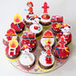ZHUOWEISM Fire Truck Cupcake Toppers, 30 PCS, Bamboo, Design 3, Small, Fire Department Theme, Baby Shower Birthday Party Decorations