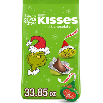 HERSHEYS KISSES Grinch Milk Chocolate  Christmas Candy Bulk Bag  33.85 oz