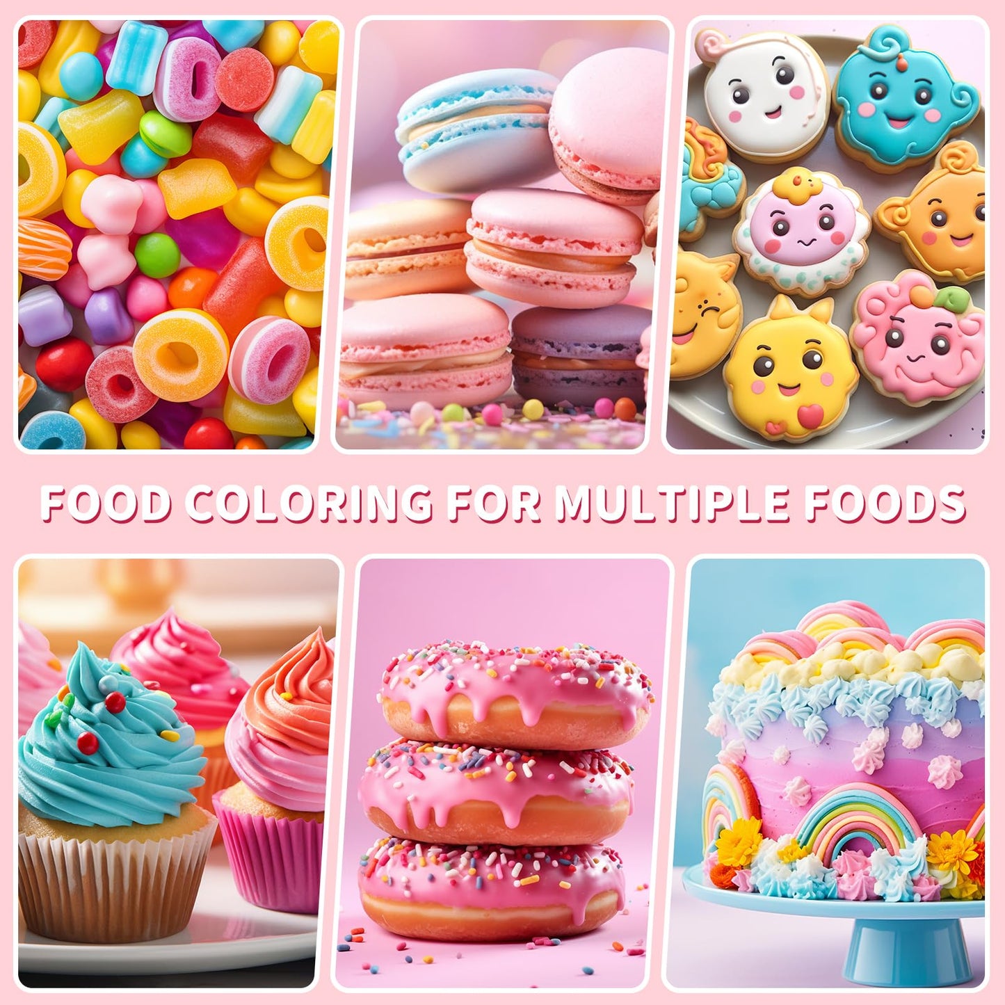 Food Coloring Cake Decorating Set - 16 Vibrant Color Food Grade Food Dye Liquid Edible Tasteless Concentrated Neon Icing Colors