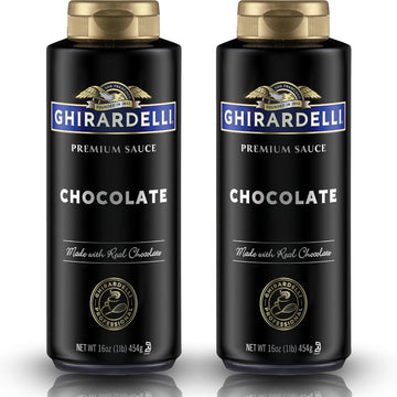 Ghirardelli Chocolate Flavored Sauce Squeeze Bottles | 16 Oz (Pack Of 2) | Rich Classic Chocolate Dessert Topping For Coffee Drinks  Ice Cream  And Baking Recipes