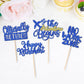 Rssta i Cupcake Toppers, 24 Pack Retirement Decoration, Glitter No Work Zone, Paper, 2.8 x 4.4 inches, Design 3 Blue