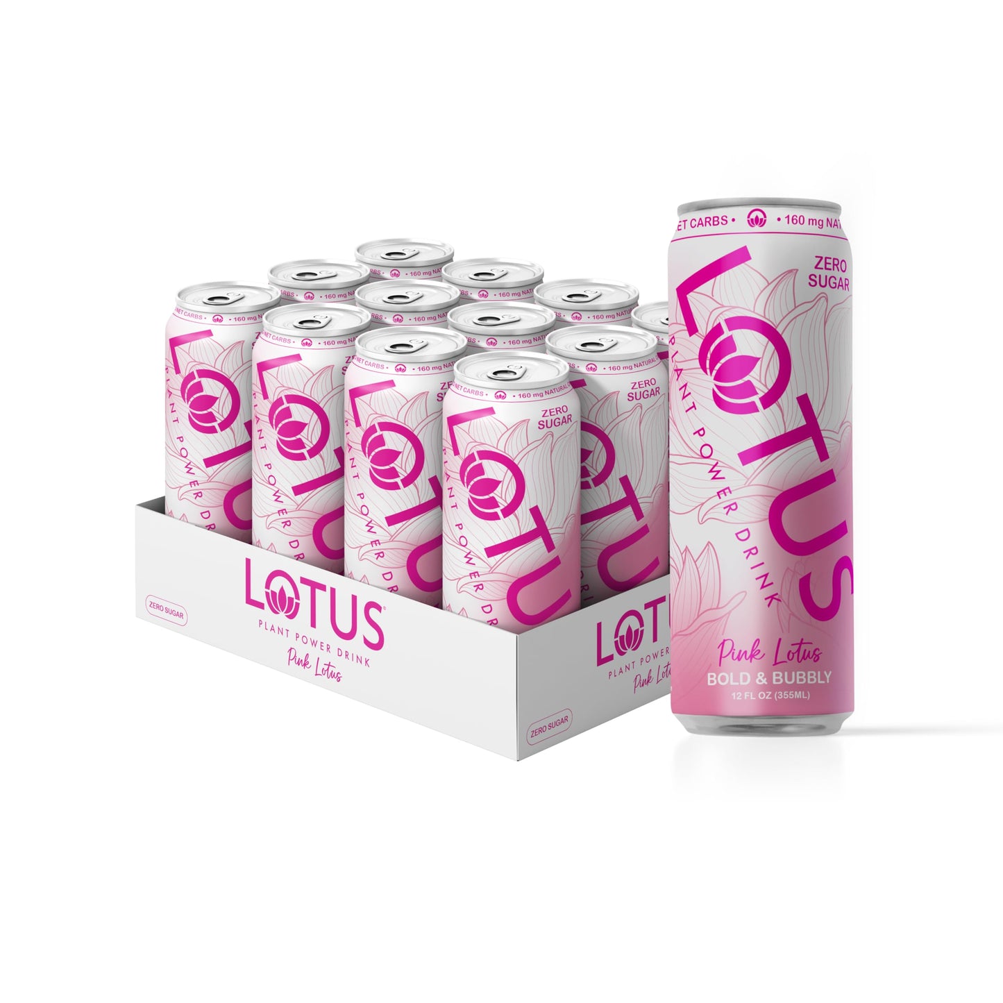 Lotus Plant Power Pink Lotus Plant Power Drink, Sugar Free, 160 mg Caffeine, 12 oz Cans, 12 Count