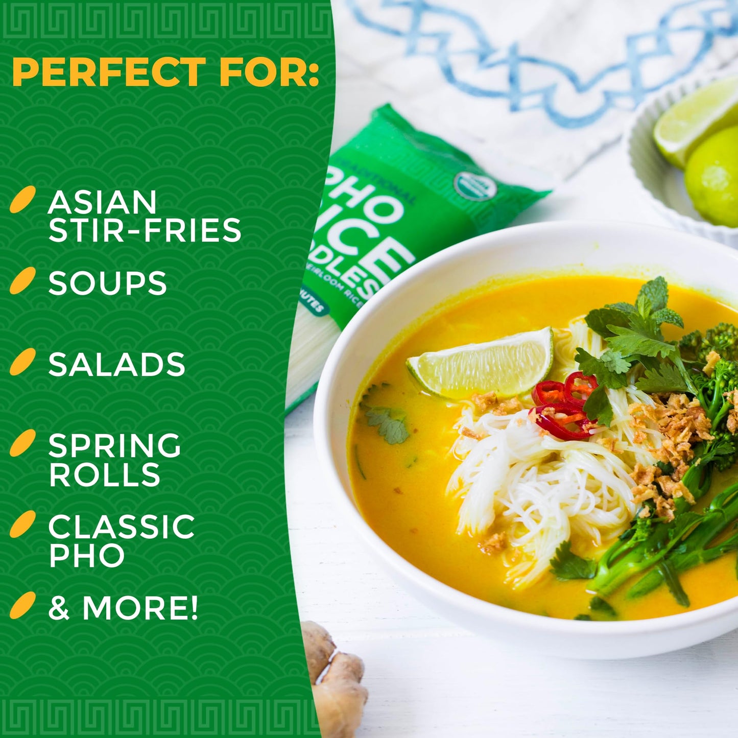 Lotus Foods Organic Traditional Pho Rice Noodles - Gluten Free Pho Noodles, Organic Rice Noodles, Vietnamese Pho Rice Noodles, G