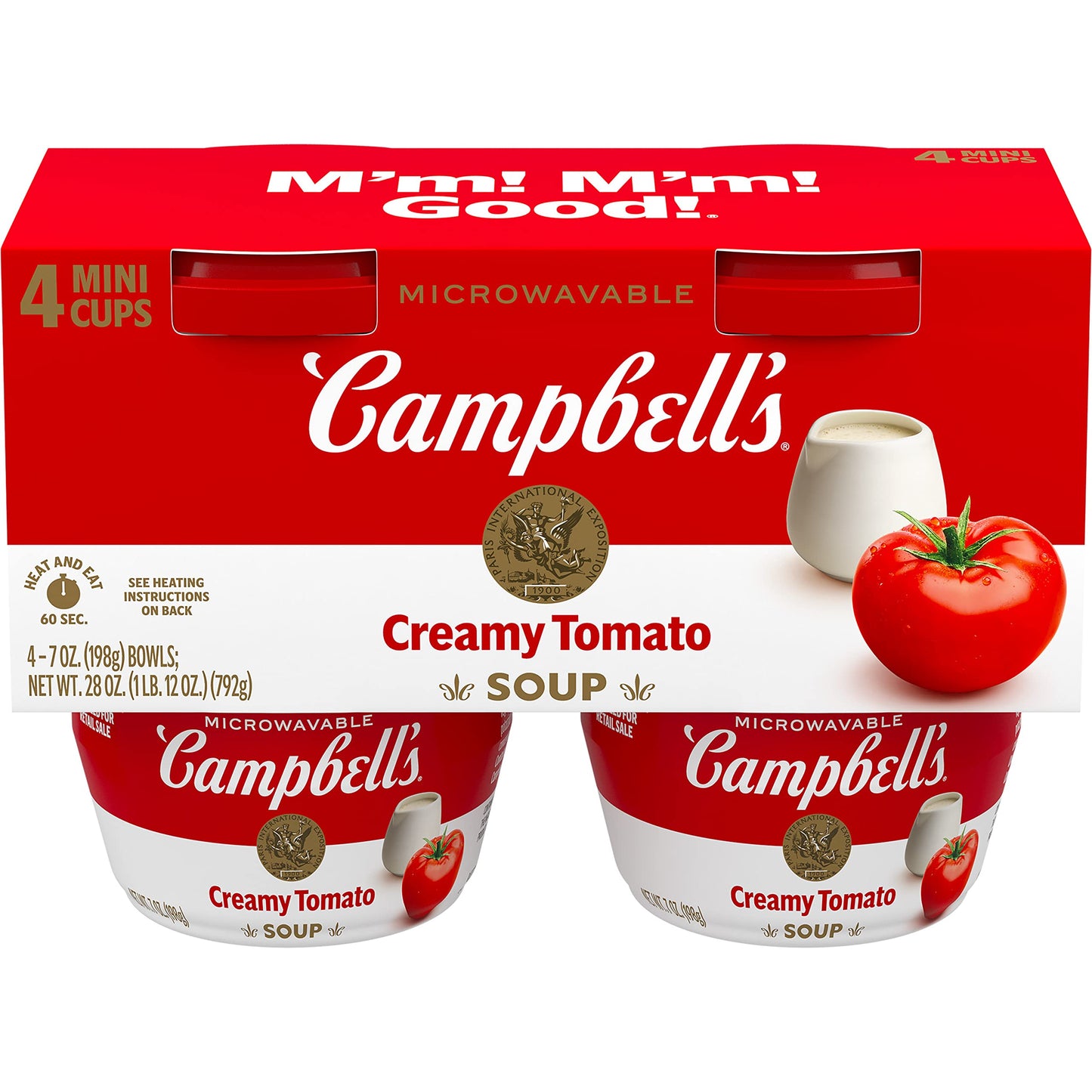 Campbell'S Creamy Tomato Soup, 7 Oz Microwavable Bowl (Pack Of 4)