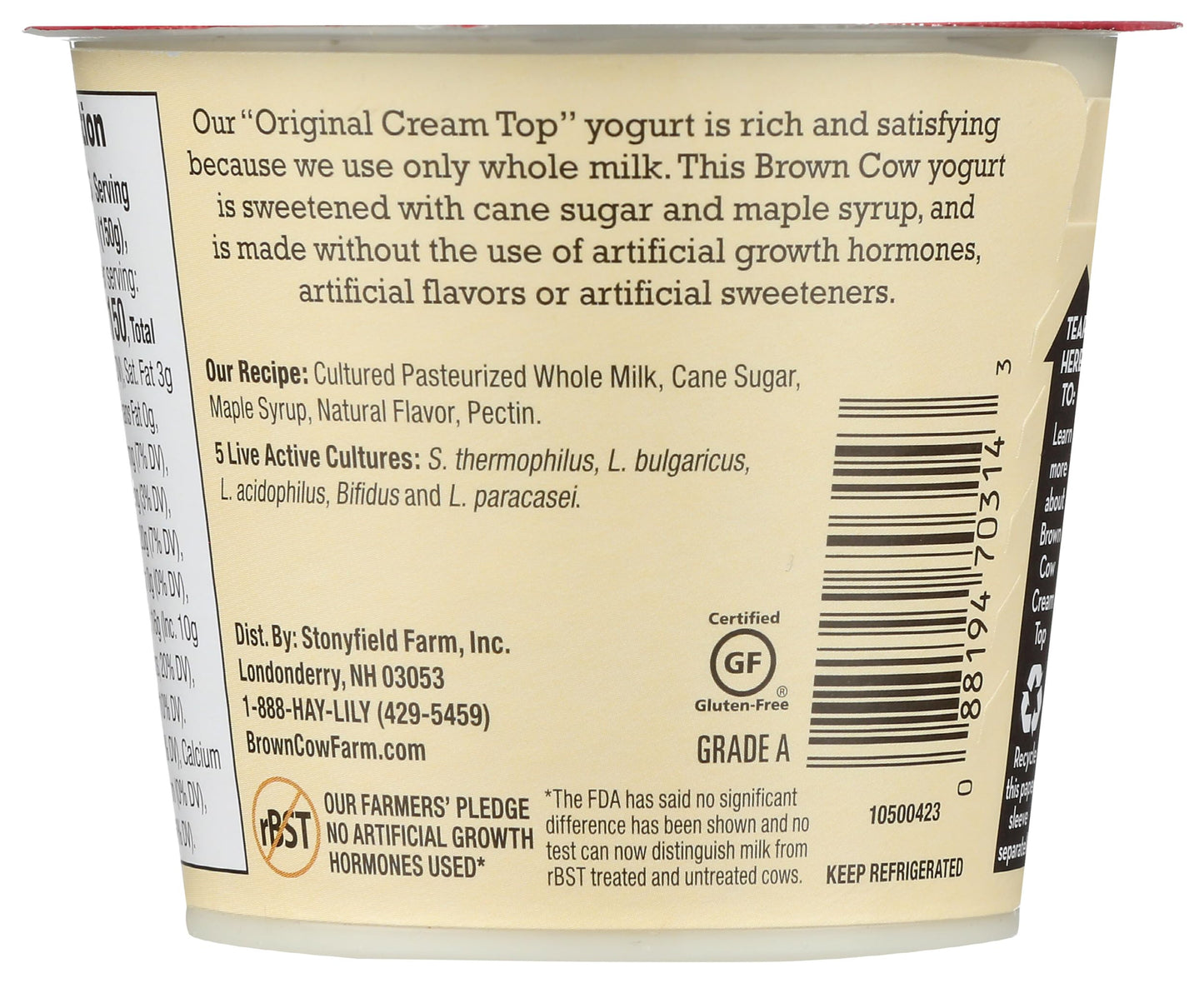 Brown Cow Farm Maple Whole Milk Yogurt, 5.3 OZ