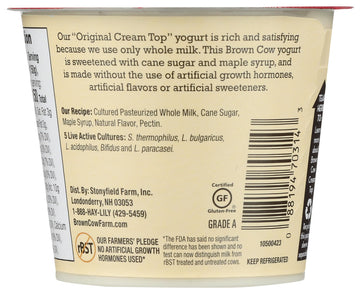Brown Cow Farm Maple Whole Milk Yogurt, 5.3 OZ