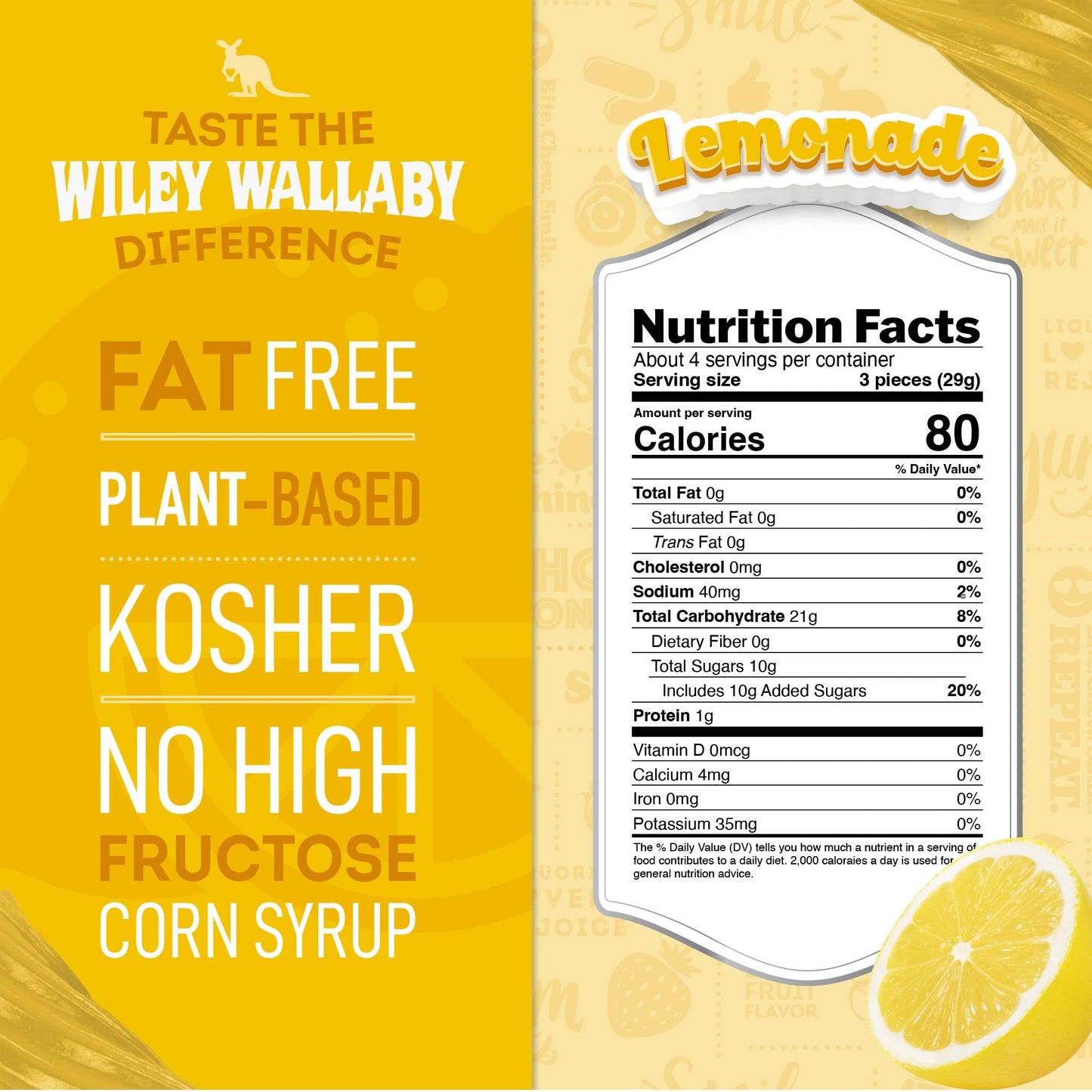 Wiley Wallaby Licorice 4 Ounce Classic Gourmet Soft & Chewy Lemonade Licorice Candy Twists, 12 Pack