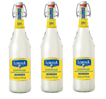 Lorina Sparkling Fresh Lemonade, Naturally Flavored Carbonated Soda, 25.4oz (3-Pack), Gluten-Free, No Artificial Colors or Flavors