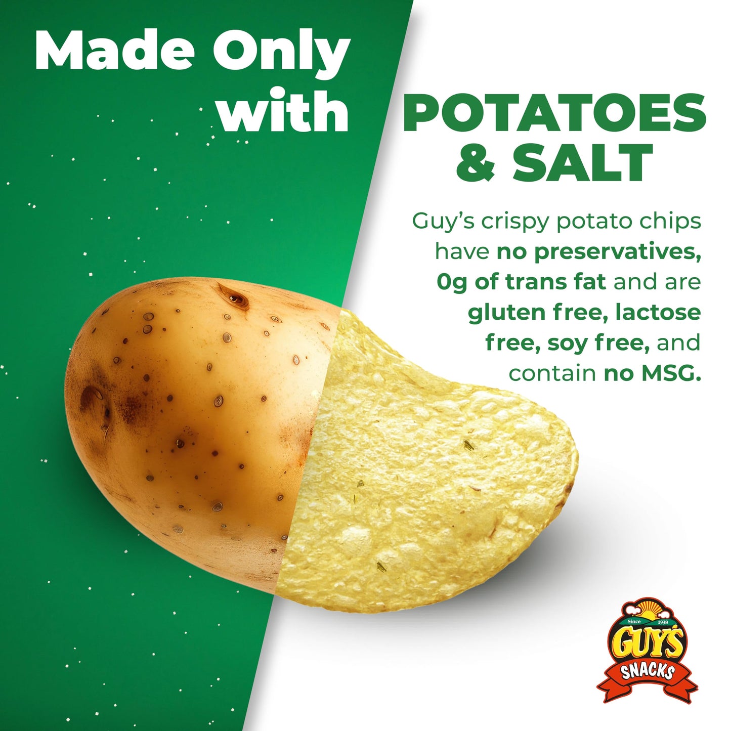 Guys Green Onion Potato Chips - Healthy & Salty Snacks W/Legendary Taste - Natural Potato Snack Chips -Tasty Snack Pack Chips -