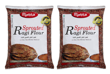 Manna Sprouted Ragi Flour 2Kg (1Kg X 2 Packs) | 100% Natural Sprouted Finger Millet Flour | Nachni Atta | Kelvaragu Flour | Rich
