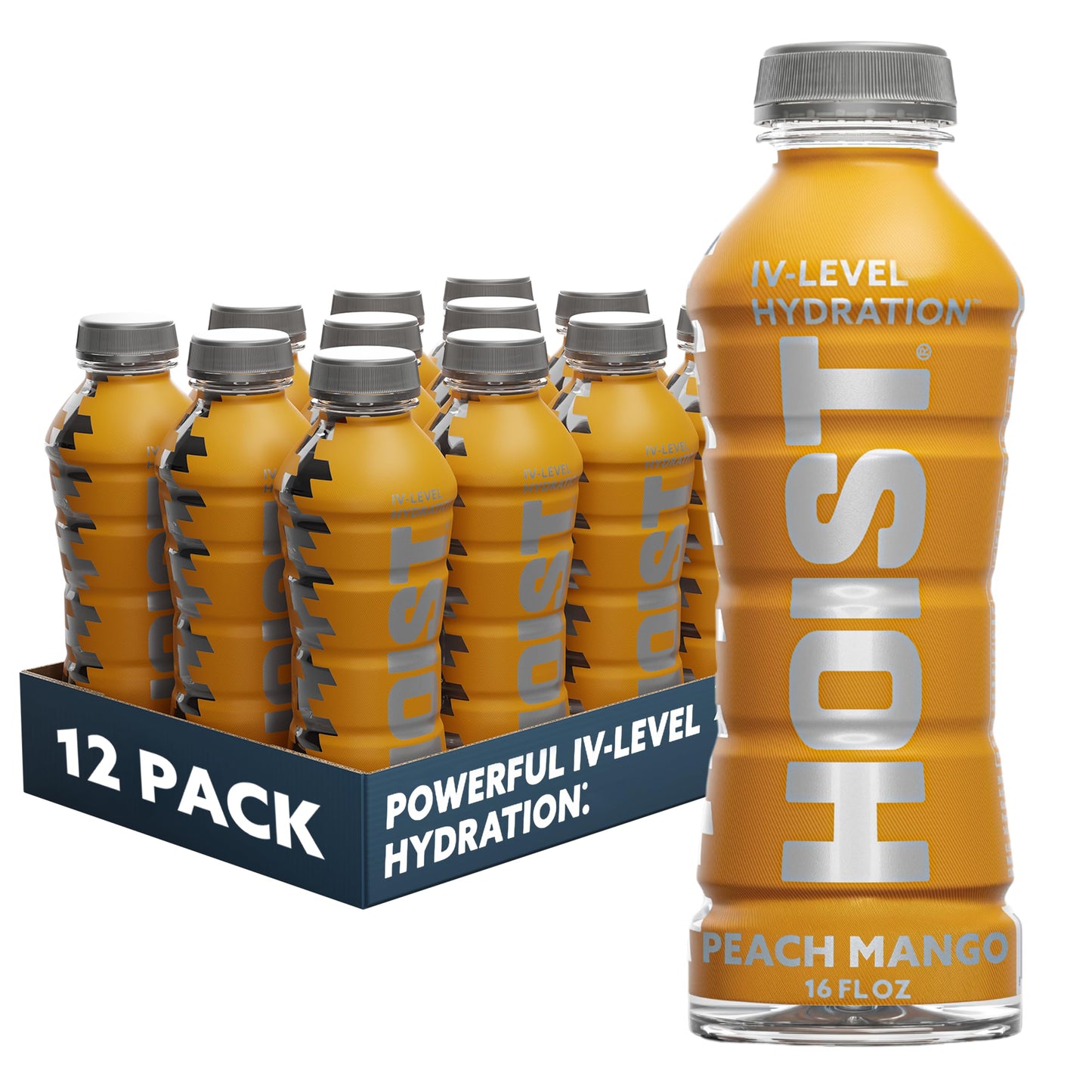 HOIST Premium Hydration Electrolyte Drink - Peach Mango, 16 Fl Oz (Pack of 12) - Orange, Model 859520002441