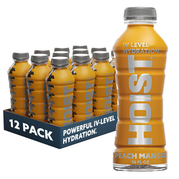 HOIST Premium Hydration Electrolyte Drink - Peach Mango, 16 Fl Oz (Pack of 12) - Orange, Model 859520002441