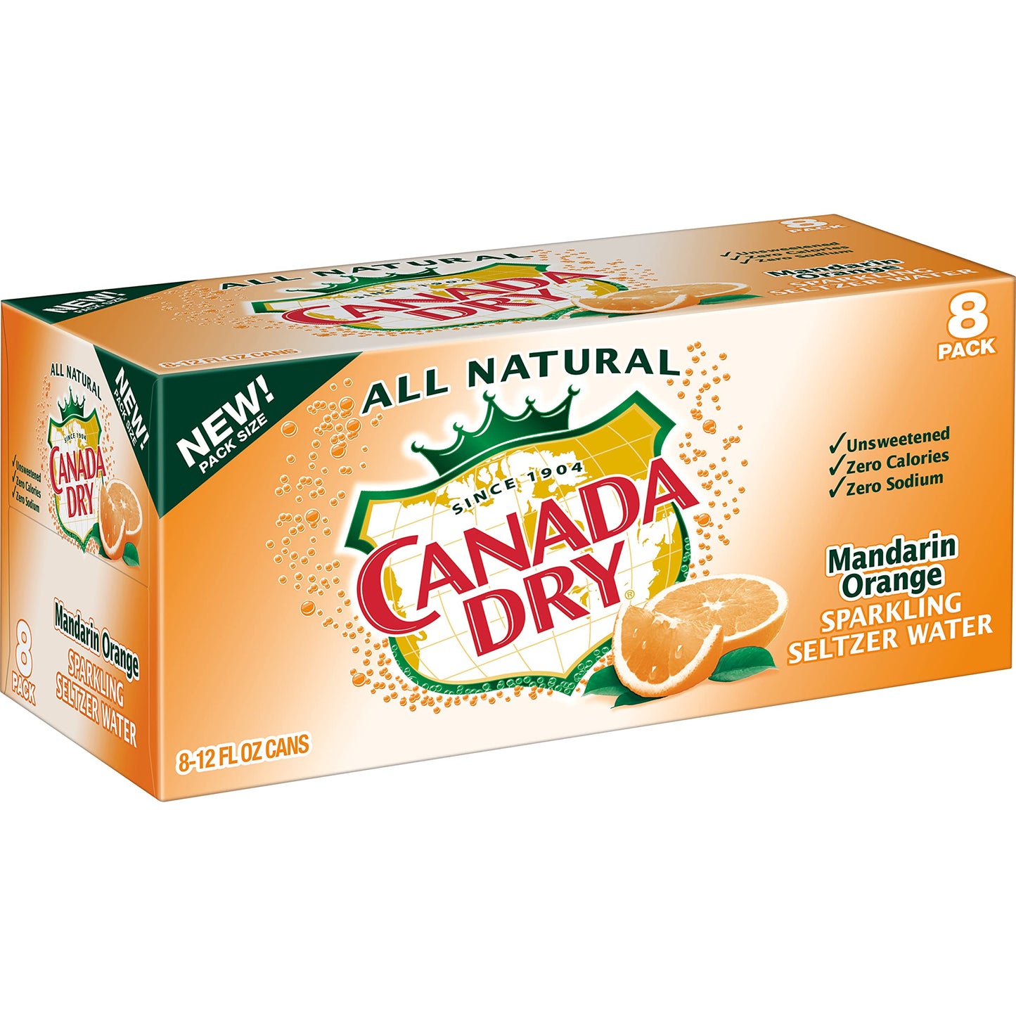 Canada Dry Sparkling Seltzer Water, Mandarin Orange, 12 oz Can, 8 Count, Model 10099694