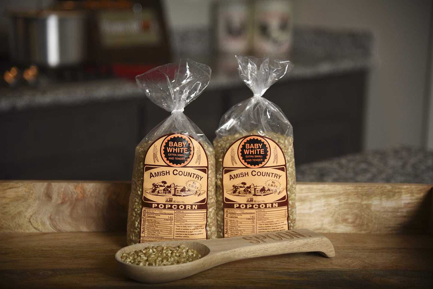 Amish Country Popcorn | 2-2 lb Bags | Baby White Popcorn Kernels | Small and Tender | Old Fashioned, Non-GMO and Gluten Free