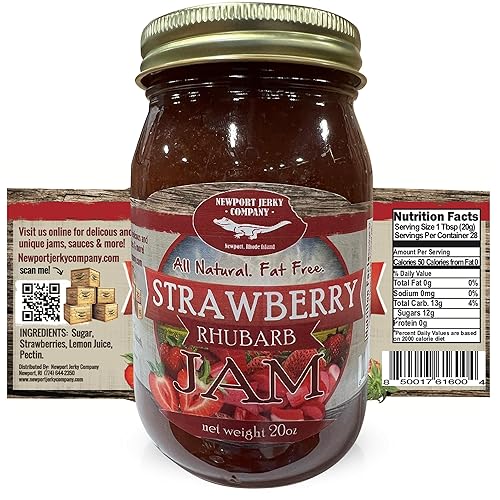 Gourmet Strawberry Rhubarb Jam 20Oz Handcrafted Small Batch (All Natural)