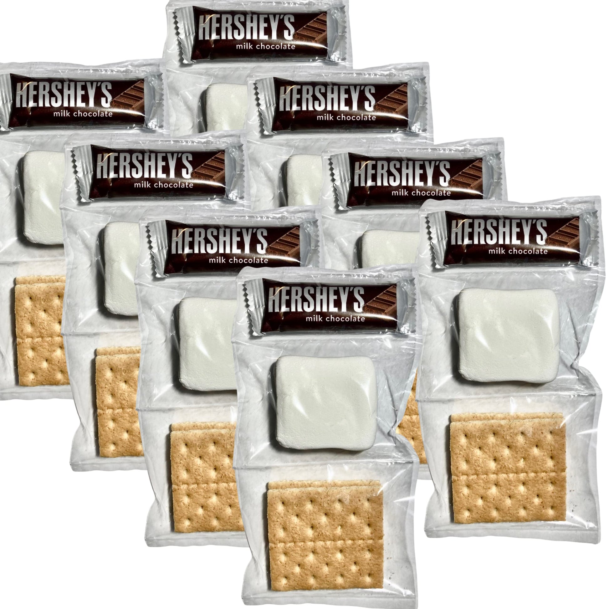 KOOKIE PLUS SMORES KIT - Individually Packaged Set with Graham Crackers, Marshmallow, Chocolate - 24 Sets - Clear