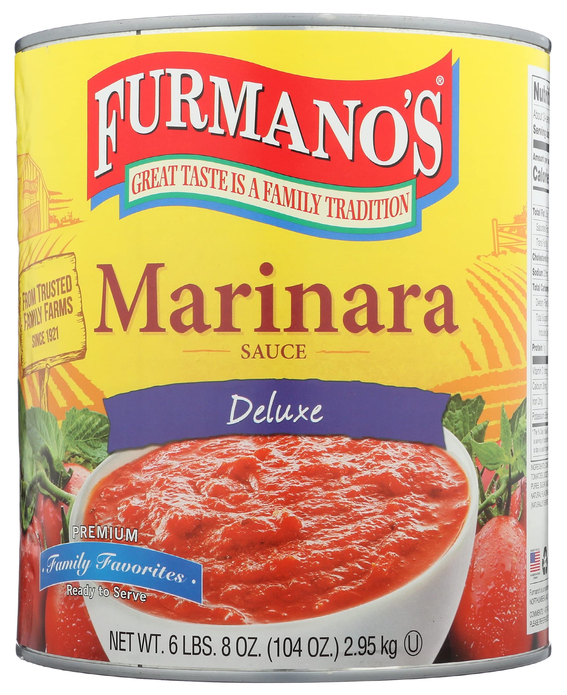 Furmano's Deluxe Marinara Pasta Sauce, Cruelty Free, 104 Ounces (Pack Of 6)