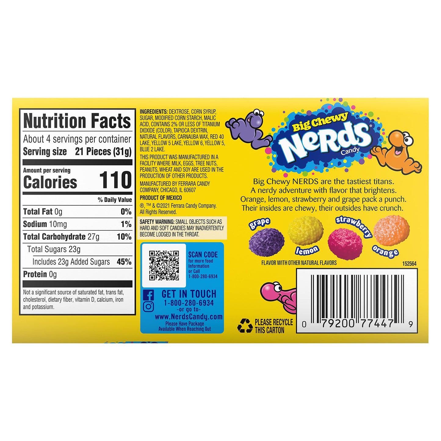 Nerds Big Chewy Candy, 4.25 Ounce Movie Theater Candy Boxes (Pack Of 12)
