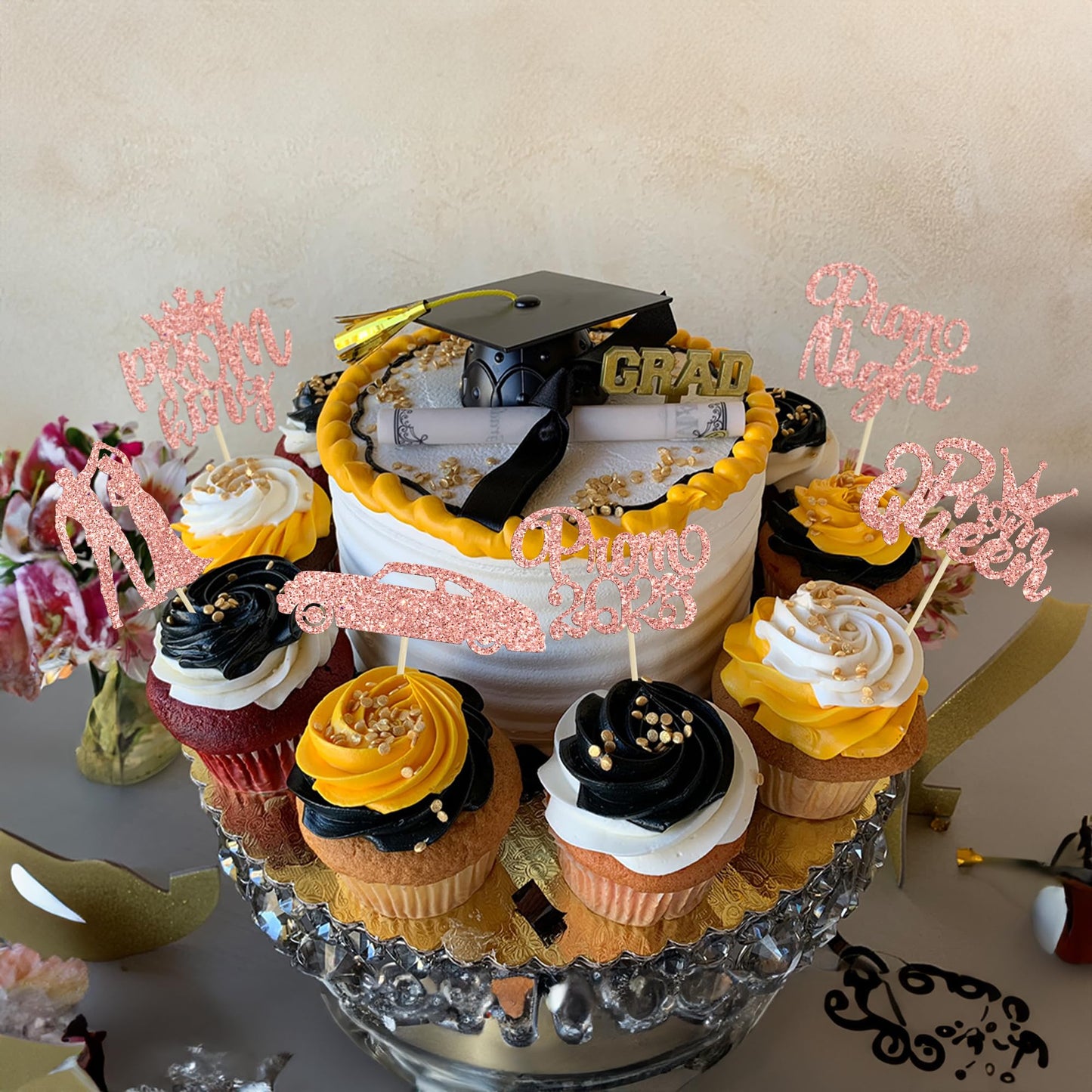 Gyufise 24Pcs Prom Cupcake Topper 2025 Prom Cake Topper For Party 2025 Prom Graduation Cupcake Topper 2025 Graduation Party Deco