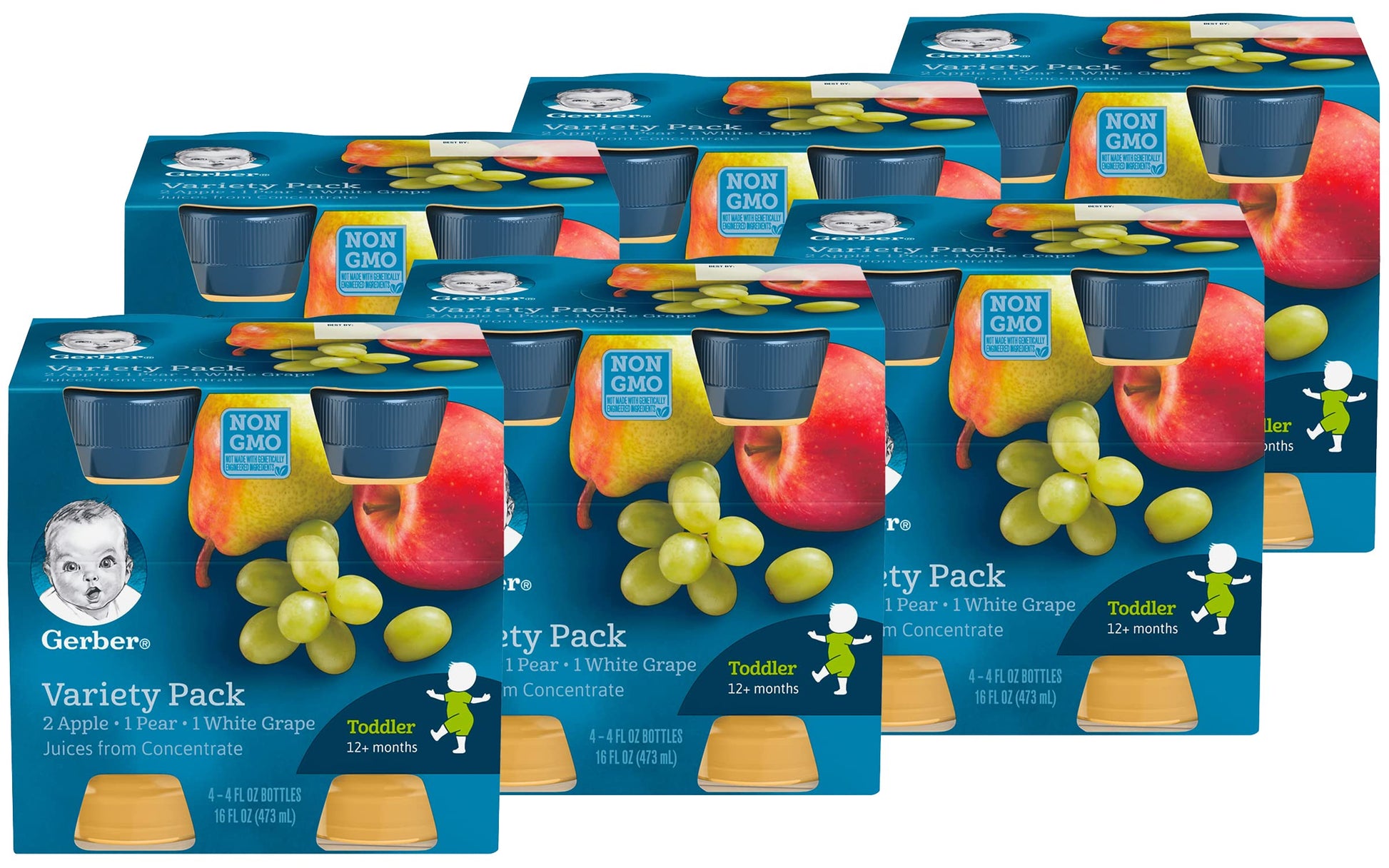 Gerber Juice Fruit 2 Apple, 1 Pear, 1 White Grape Juices From Concentrate Variety 16 Fl Oz (Pack Of 6)