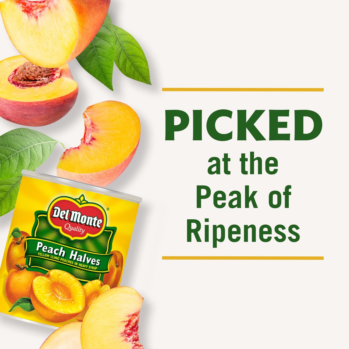 Del Monte Canned Peach Halves in Heavy Syrup, Pack of 6, 29 oz Can, 1.81 lb Total