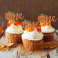 24Pcs Orange Glitter Pumpkin One Cupcake Toppers, Little Pumpkin 1St Birthday Cupcake Toppers One Pumpkin Cupcake Picks For Firs