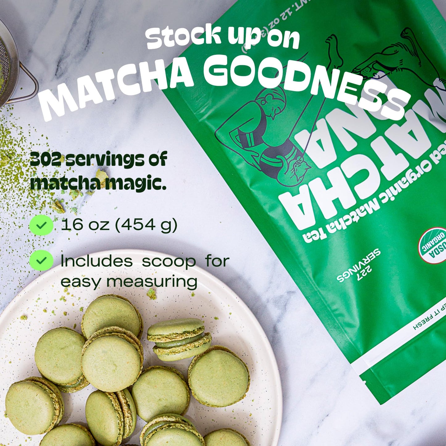 Matcha Dna Certified Organic Matcha Green Tea Powder (16 Oz Bag)