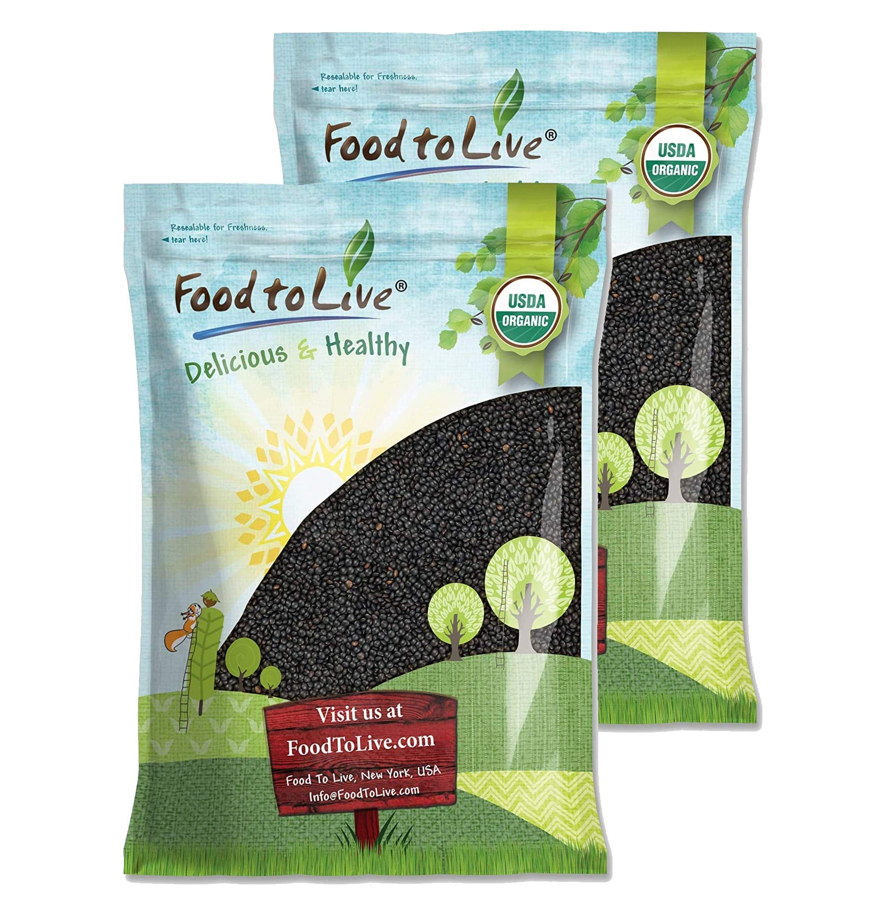 Organic Black Lentils, 20 Pounds - Non-GMO, Whole Dry Pulses, Raw, Sproutable, Kosher, Vegan, Bulk Legumes, Black Masoor Daal. R