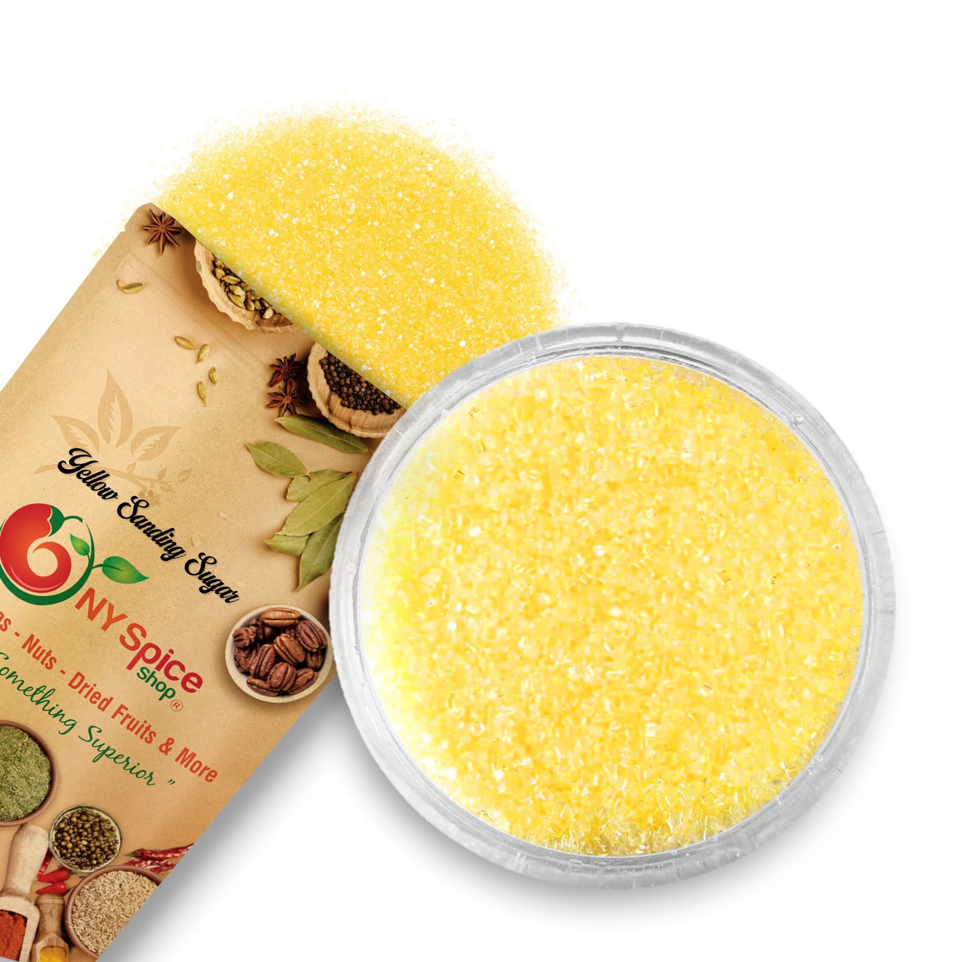 NY Spice Shop Yellow Sanding Sugar Edible Sprinkles 1 Pound for Cake Decorating and Candy Dishes