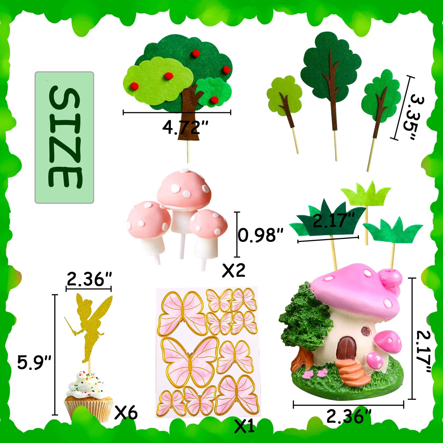 Jevenis Fairy Cake Decoration Garden Fairy Cake Decoration Mushroom House Cake Decoration Mushroom Cake Decoration Butterfly Cak