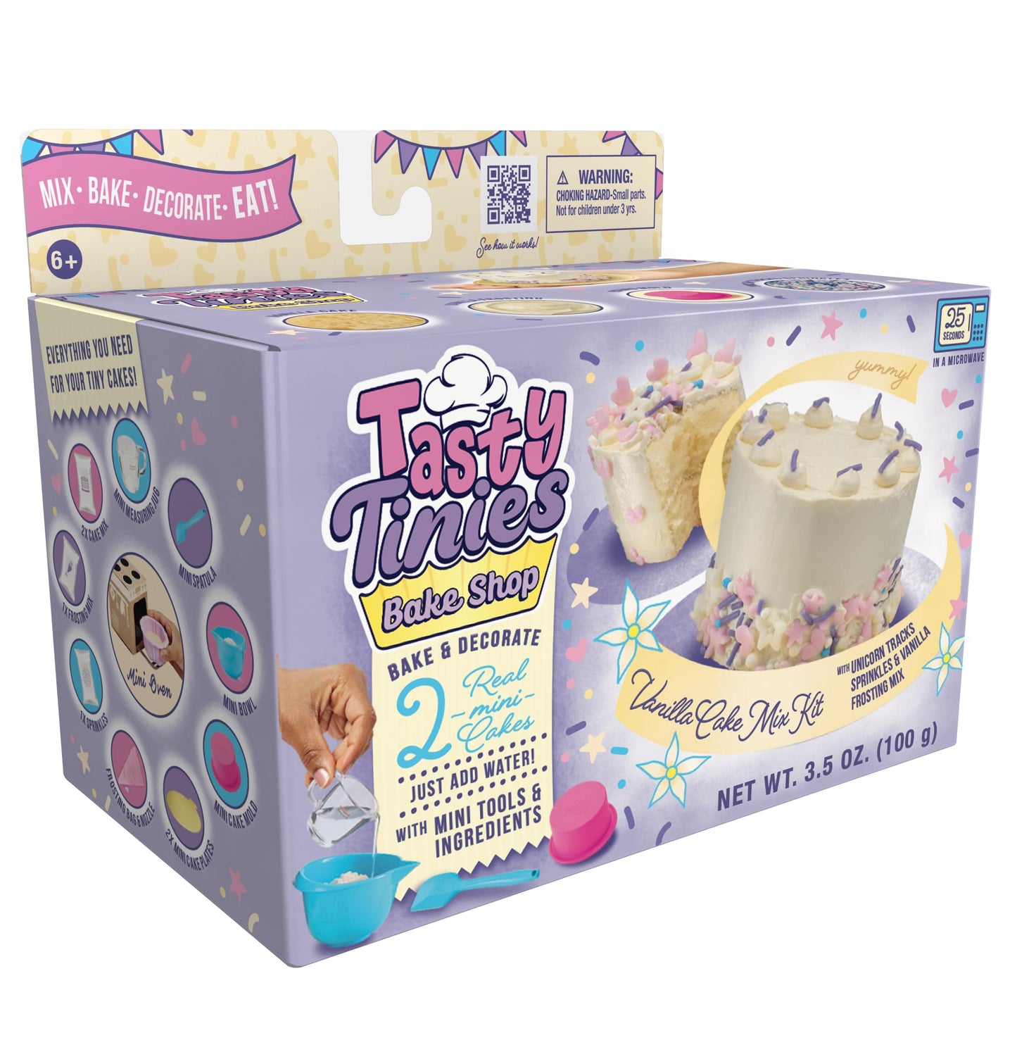 Goliath Tasty Tinies Bake Shop Vanilla Cake Mix Kit with Unicorn Tracks Sprinkles & Vanilla Frosting Mix | Bake & Decorate 2 Rea