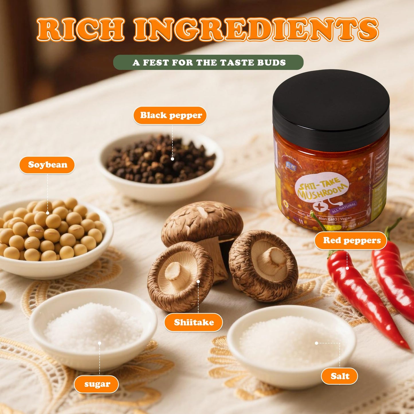 Chili Pepper Bobo Sauce Condiment, Flavorful & All Natural Vegan Chili Crisp Oil, Non-MSG, Non-GMO, Gourmet Hot Chili Good on Ev