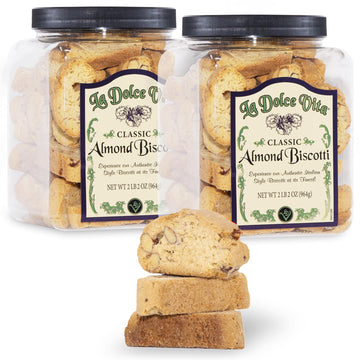 Nonni'S La Dolce Vita Almond Biscotti - 2 Tubs - 34Oz Of Biscotti Italian Cookies - Italian Biscotti Cookies - Biscotti Jar - Bi