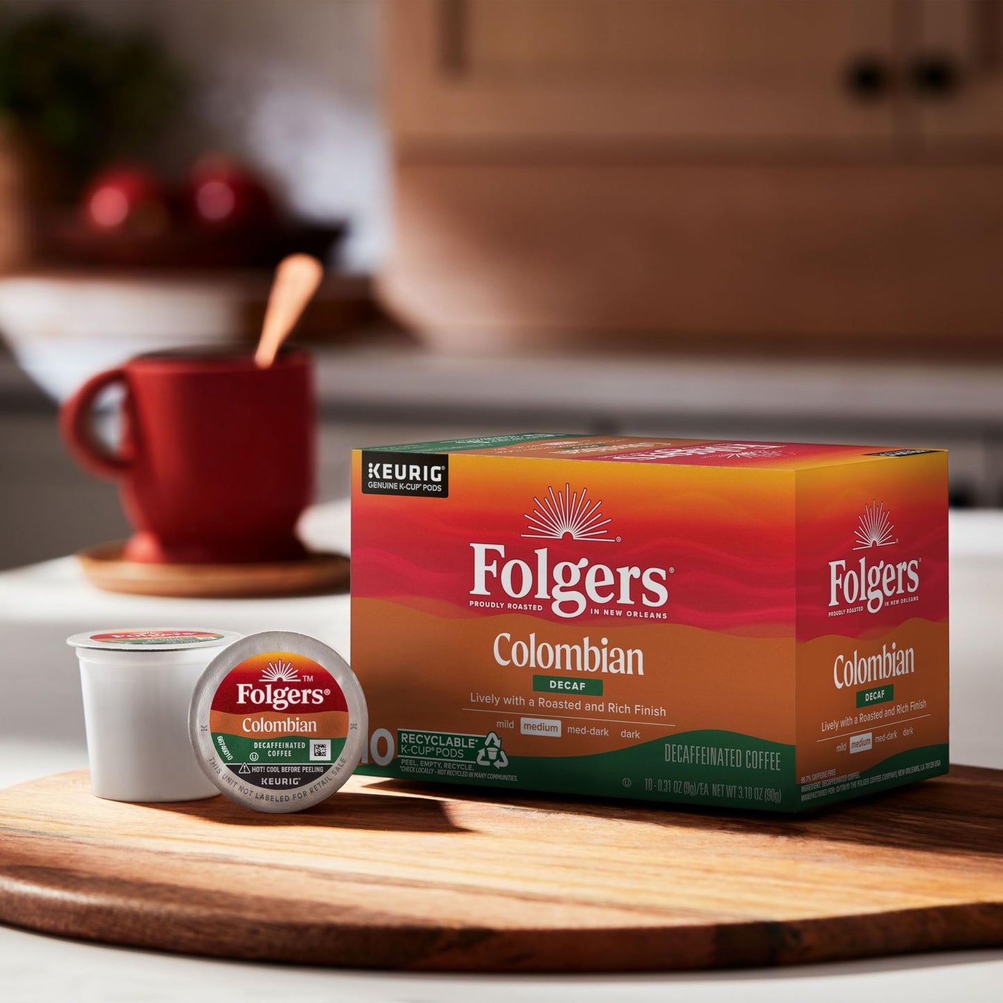 Folgers Colombian Decaf Coffee  Medium Roast  Keurig K-Cup pods  10 Count Box (Pack of 6)