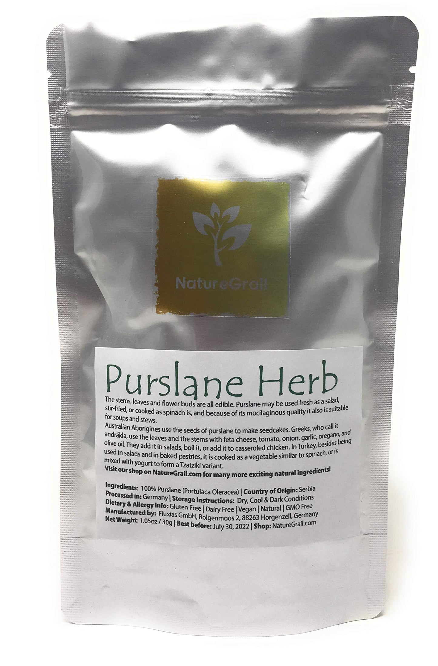 Purslane Herb - Dried And Cut Vegetable Similar To Spinach - Mix It With Yogurt To Make Tzatziki - Ingredients: 100% Purslane (P