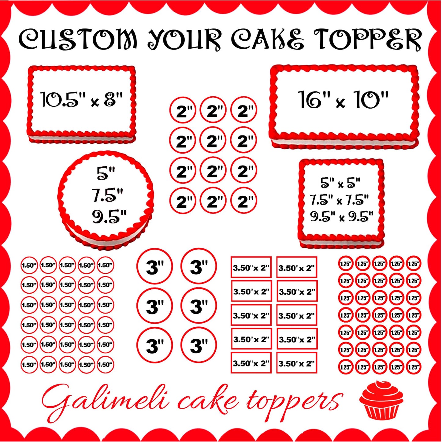 Generic Custom Edible Cupcake Toppers - 2 Photo/Image/Logo - 12 Count, Paper