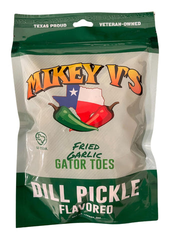 Mikey V's Dill Pickle ''Gator Toes'', Deep Fried Garlic Snacks, 3.9oz.