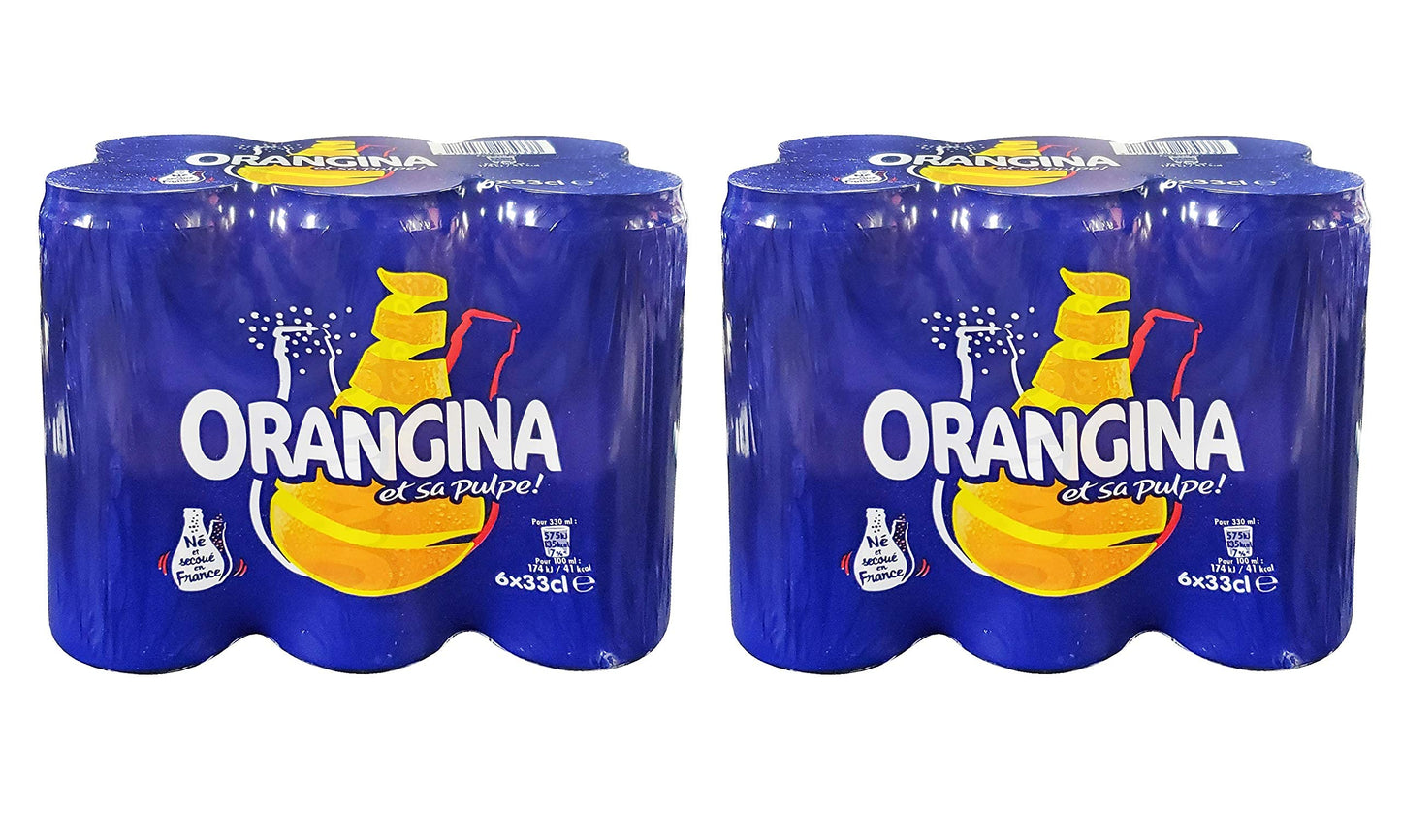 Orangina Et Sa Pulpe - French Imported Orange Pulp Soda Tall Cans (12 Pack, Total Of 138Oz)