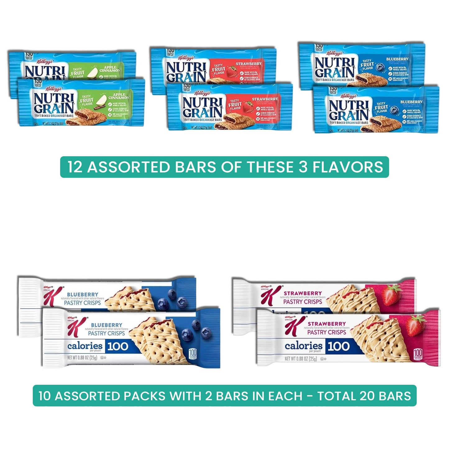CHANNEL BRIDGE Granola Bars Variety Pack - Healthy Snack Box, 70 Pack, Ideal for Office Snacks and Breakfast