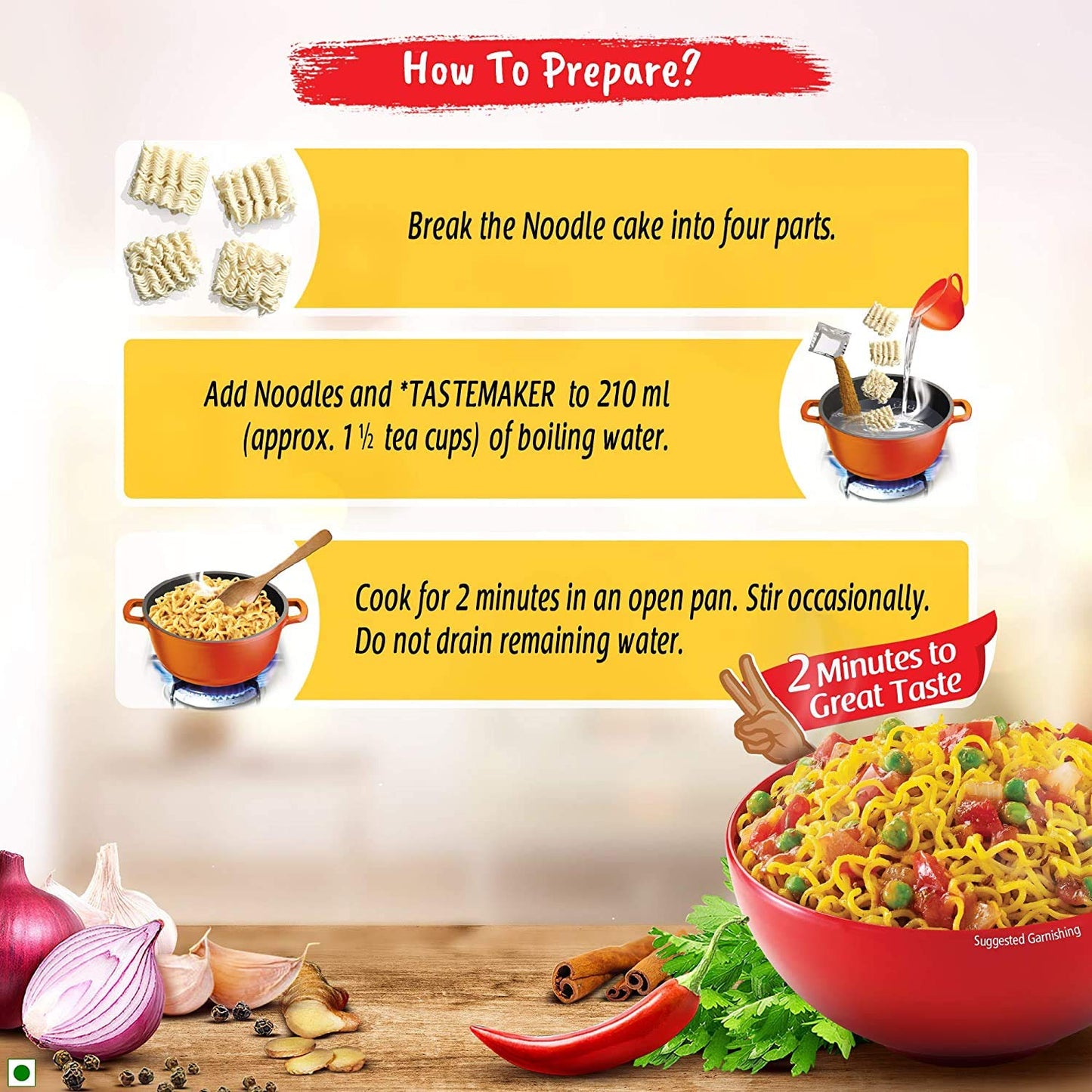 Maggi Masala 2-Minute Noodles India Snack - 5 Pack