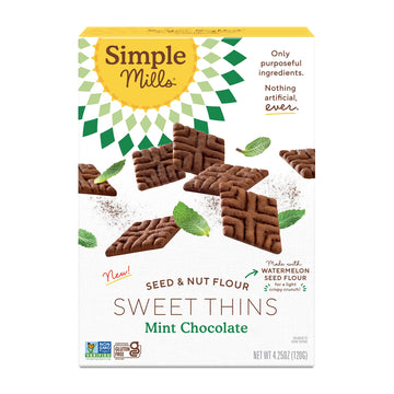 Simple Mills Sweet Thins Cookies, Seed and Nut Flour, Mint Chocolate - Gluten Free, Paleo Friendly, Healthy Snacks, 4.25 Ounce (