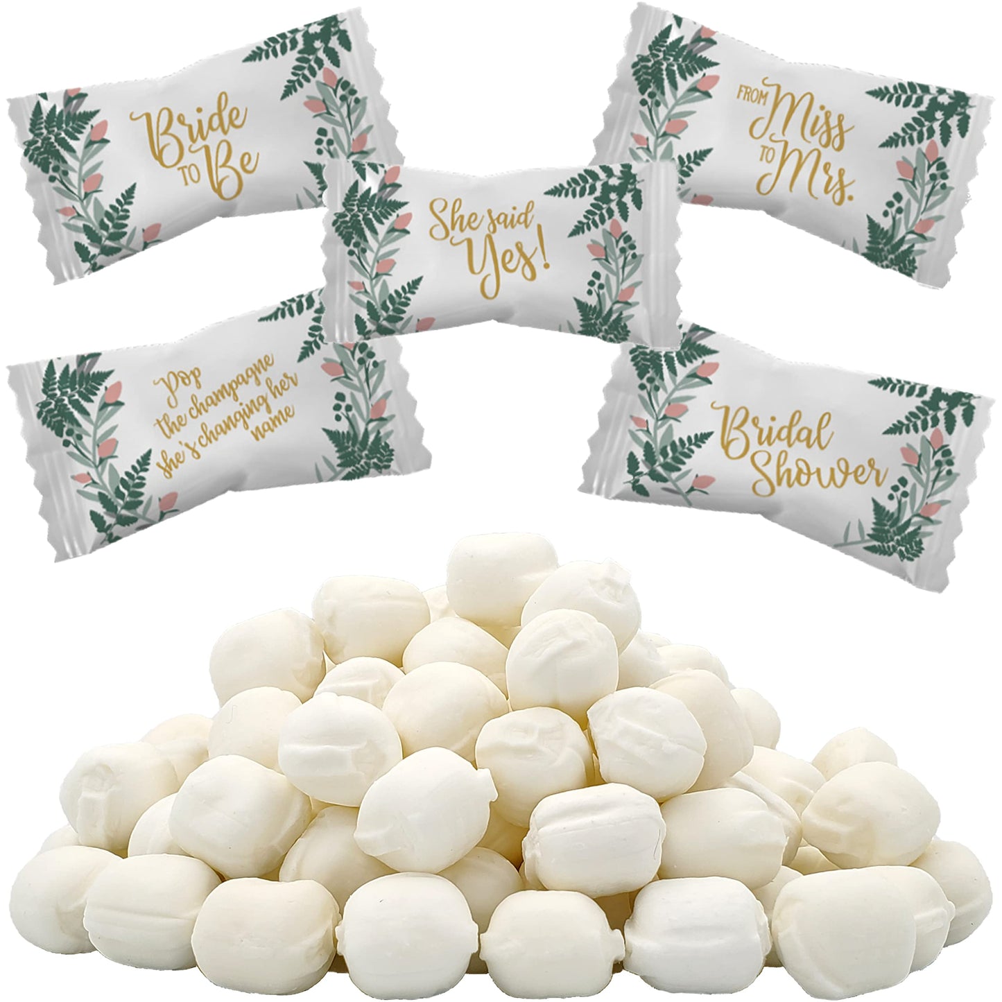 The Dreidel Company Bridal Shower Buttermints, Fat-Free, Kosher, Individually Wrapped, 55 Count, White